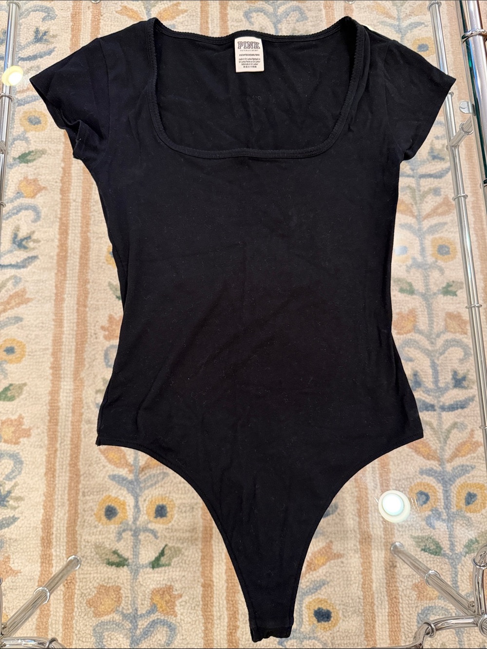 PINK Victoria's Secret Black Scoop-Neck Bodysuit